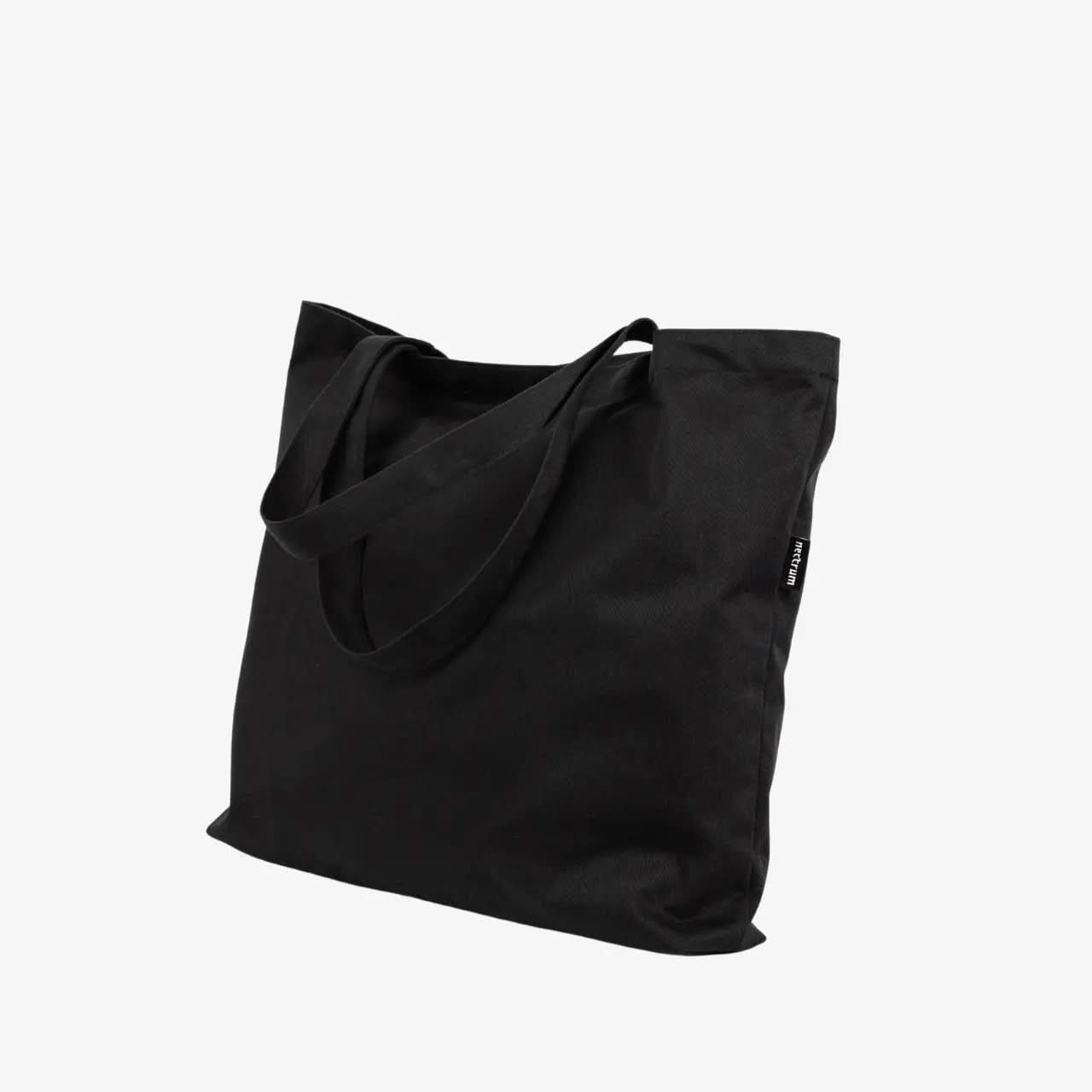 Nectrum 45° tote handle-down view: RPET canvas made from ocean-bound plastics, ergonomic grip for heavy loads